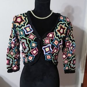 Marisa Christina multi color crocheted jacket
